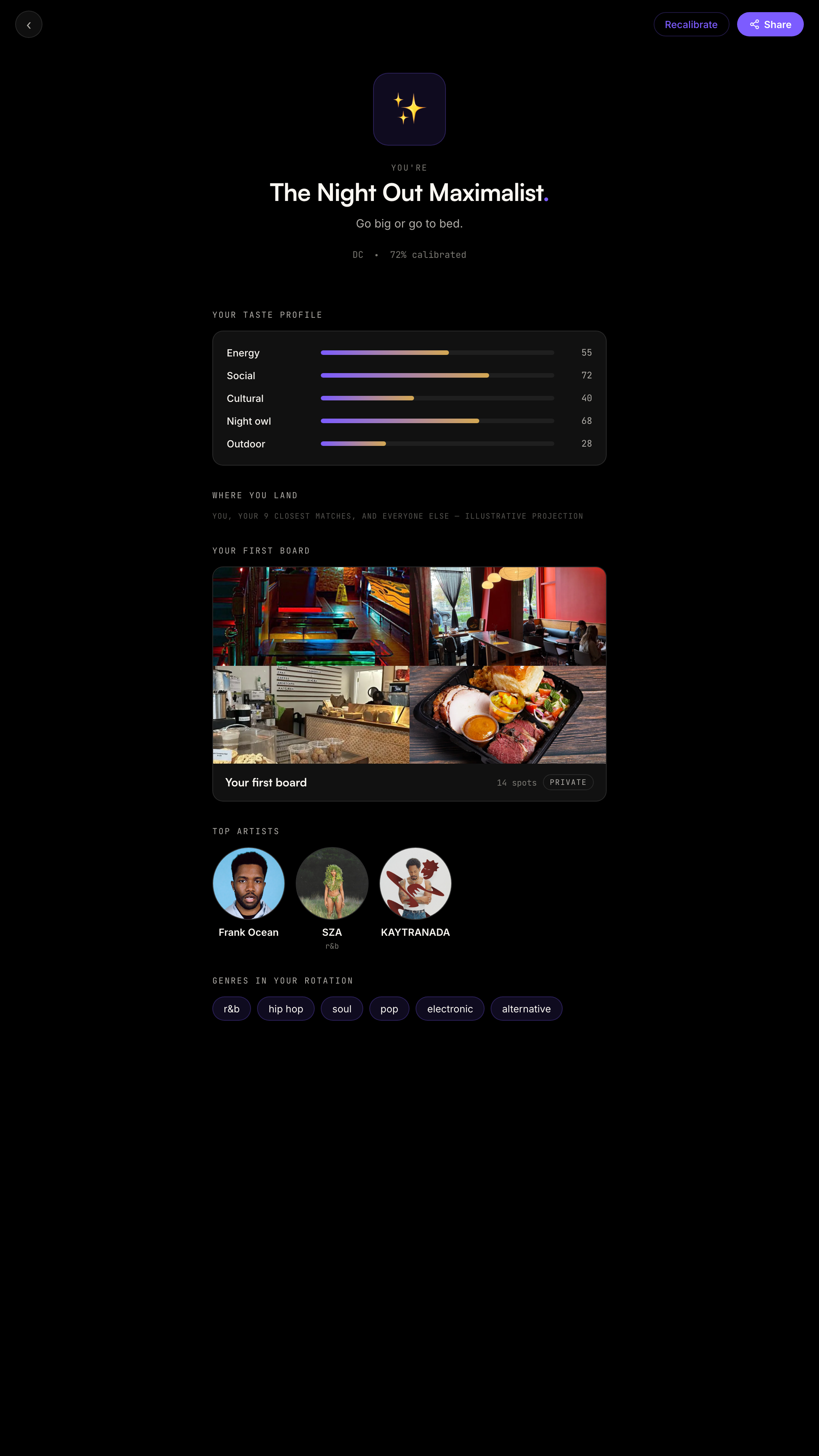 Building your taste profile in the Converge app
