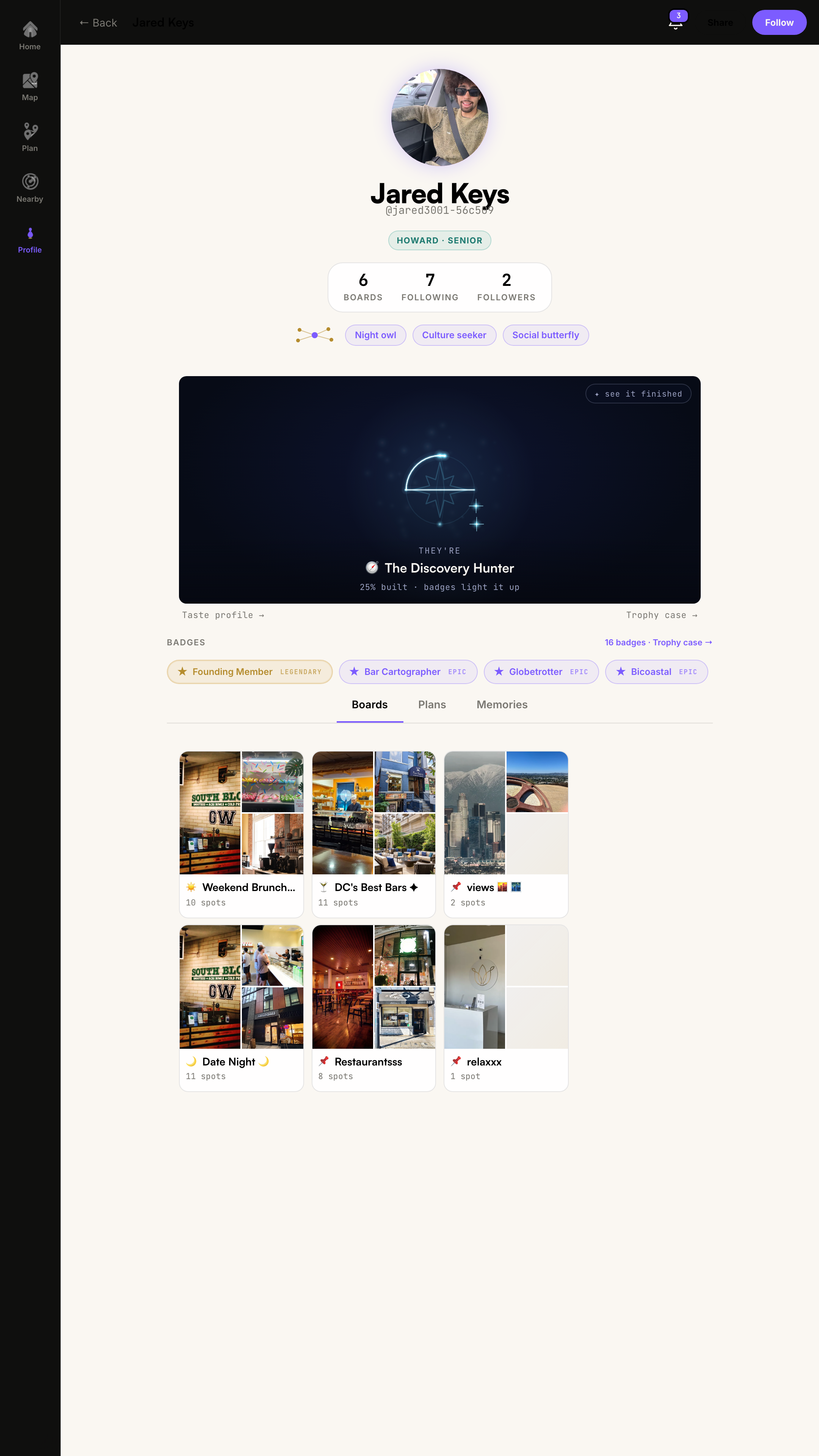A taste-twin profile in the Converge app